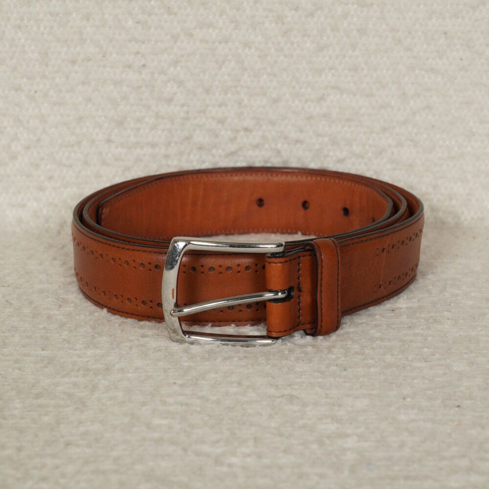 Allen Edmonds Manistee Burnished Leather Dress Belt Mens 42 Brown 74090 USA
